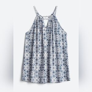 Papermoon Blue Tile Elaria Keyhole Knit Top Halter Sleeveless Blouse Large